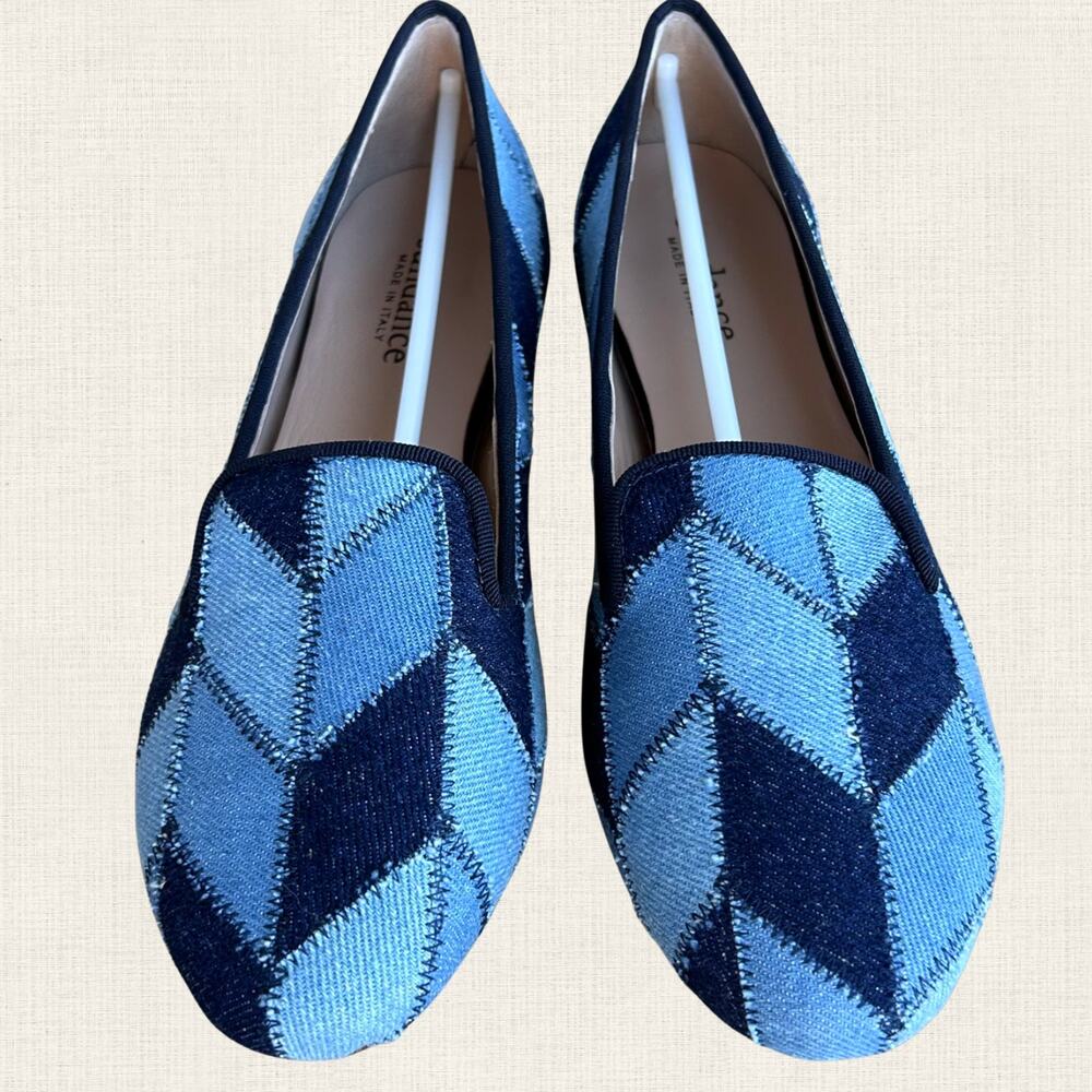 Sundance Denim Shades Loafers Navy Blue Patchwork EU 40 US 8.5 NWB